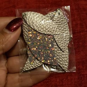 Gray and Silver tone leaf earrings